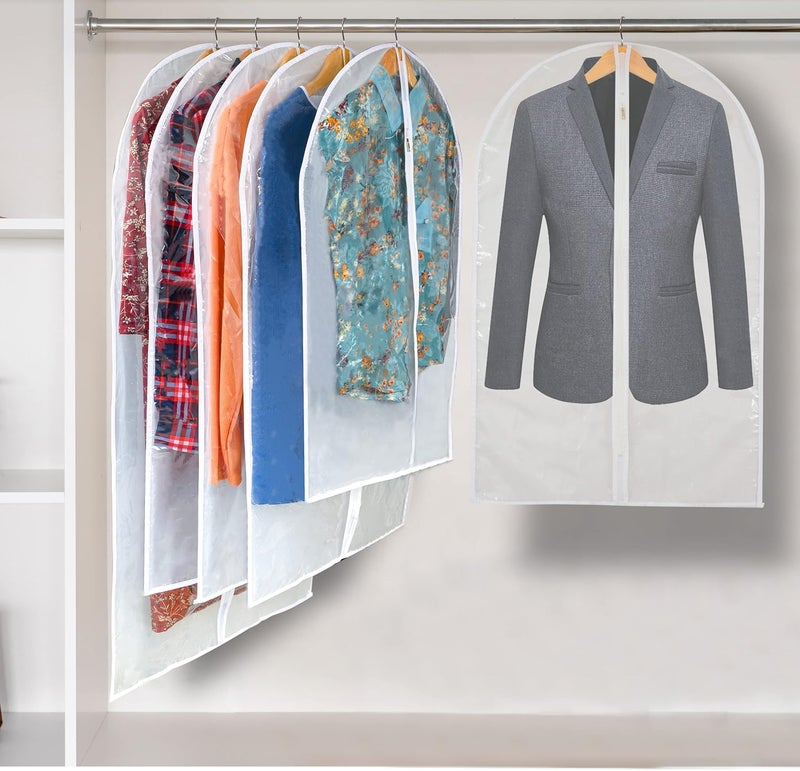 MS KITCHEN Clear Garment Bag Suit Bags for Closet Storage, Vinyl Garment Bags for Hanging Clothes, Coat Covers for Closet with Zipper and Plastic Garment Bags for Hanging Clothes - 24'' X 40''/6 Pack - Image 4